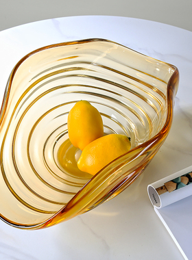 轻奢琥珀色加厚果盘客厅样板