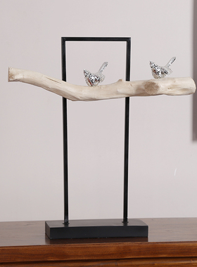 喜上枝头新中式树脂喜鹊摆件