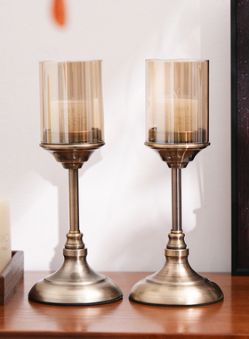 简约美式餐桌样板房烛光软装饰品