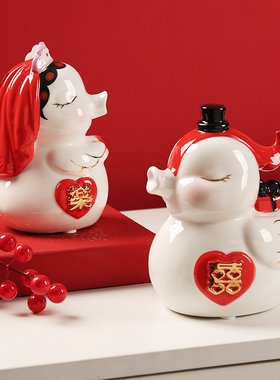 结婚礼物新婚陶瓷喜乐鸳鸯喜庆