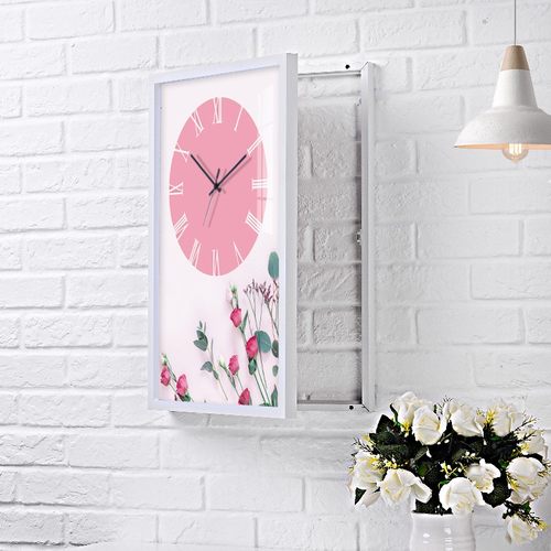 起贝 现代简约北欧电表箱装饰画挂钟带钟表配电箱竖款遮挡箱挂画