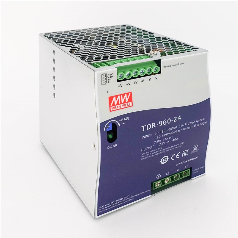 明纬TDR-240/480/960W导轨电源380转2K4v48v三相输入大功率替DRT