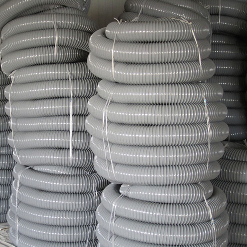 PVC灰色钢丝吸尘软管工业伸缩管木工除尘管塑料波纹管通风管100MM