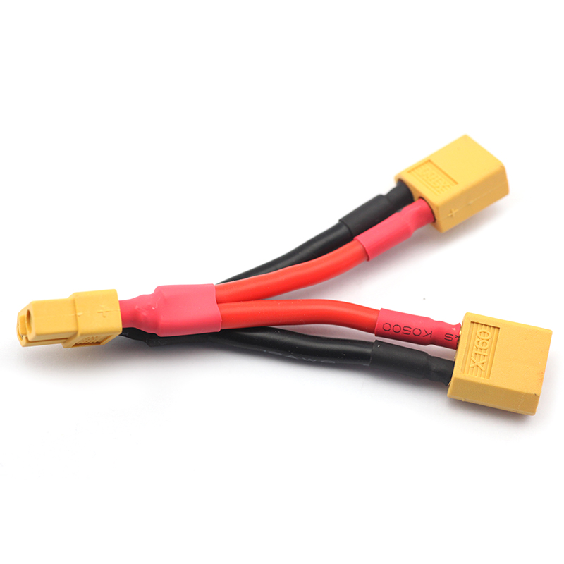 XT60电池并联线 耐热硅胶线12AWG 2公头并1母头 双电池并联线