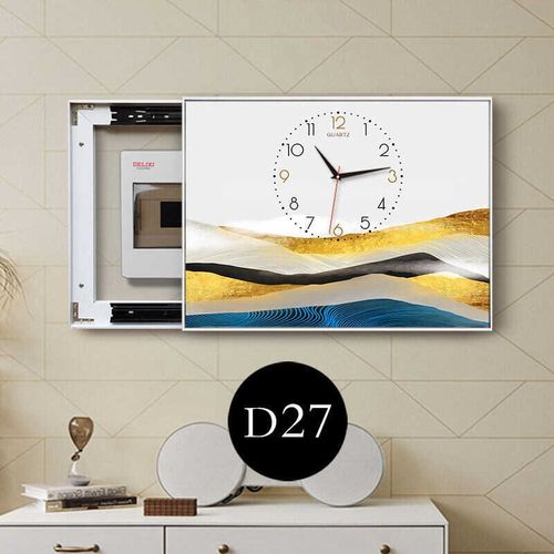 电箱装饰画北欧电表箱装饰画带钟表免打孔电闸盒挂D750*40(可盖横