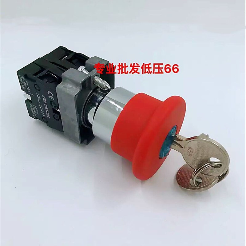 蘑菇头钥匙XB2-BS145C 钥匙急停按钮带锁蘑菇头