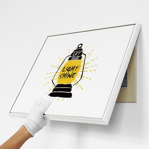 北欧电表箱遮挡装饰画餐厅免打孔配电箱电盒遮盖壁画黄色字母挂画