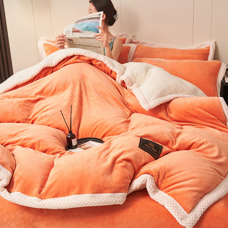 2025牛奶绒羊羔绒保暖珊瑚法兰绒四件套 Four piece flannel set