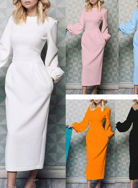 2020 Autumn New African Women Fashion Long Sleeves OL Dress