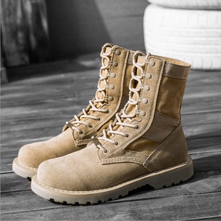 Man tall canister boots Cowhide army boots woman Short boots