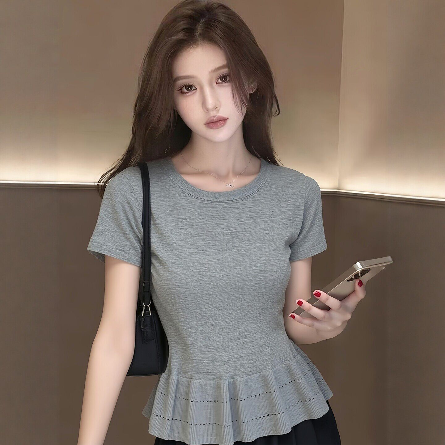 灰色短袖针织衫女装2026
