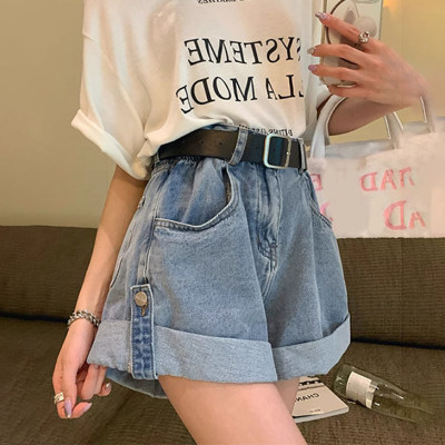 卷边牛仔短裤女夏季新款