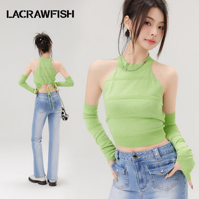 LACRAWFISH后腰绑带挂脖背心