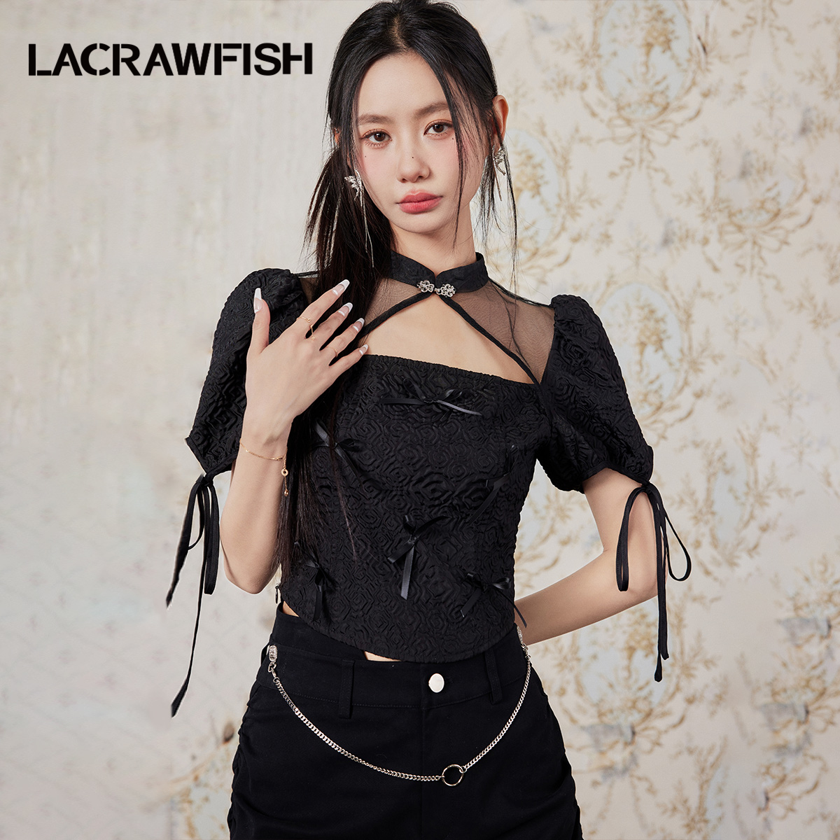 LACRAWFISH新中式网纱上衣