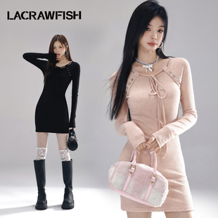 顯瘦內(nèi)搭打底長袖 針織連衣裙 CRAWFISH純欲辣妹風緊身包臀修身