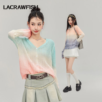 LACRAWFISH渐变镂空针织衫