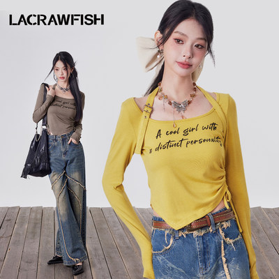 LACRAWFISH字母印花挂脖T恤