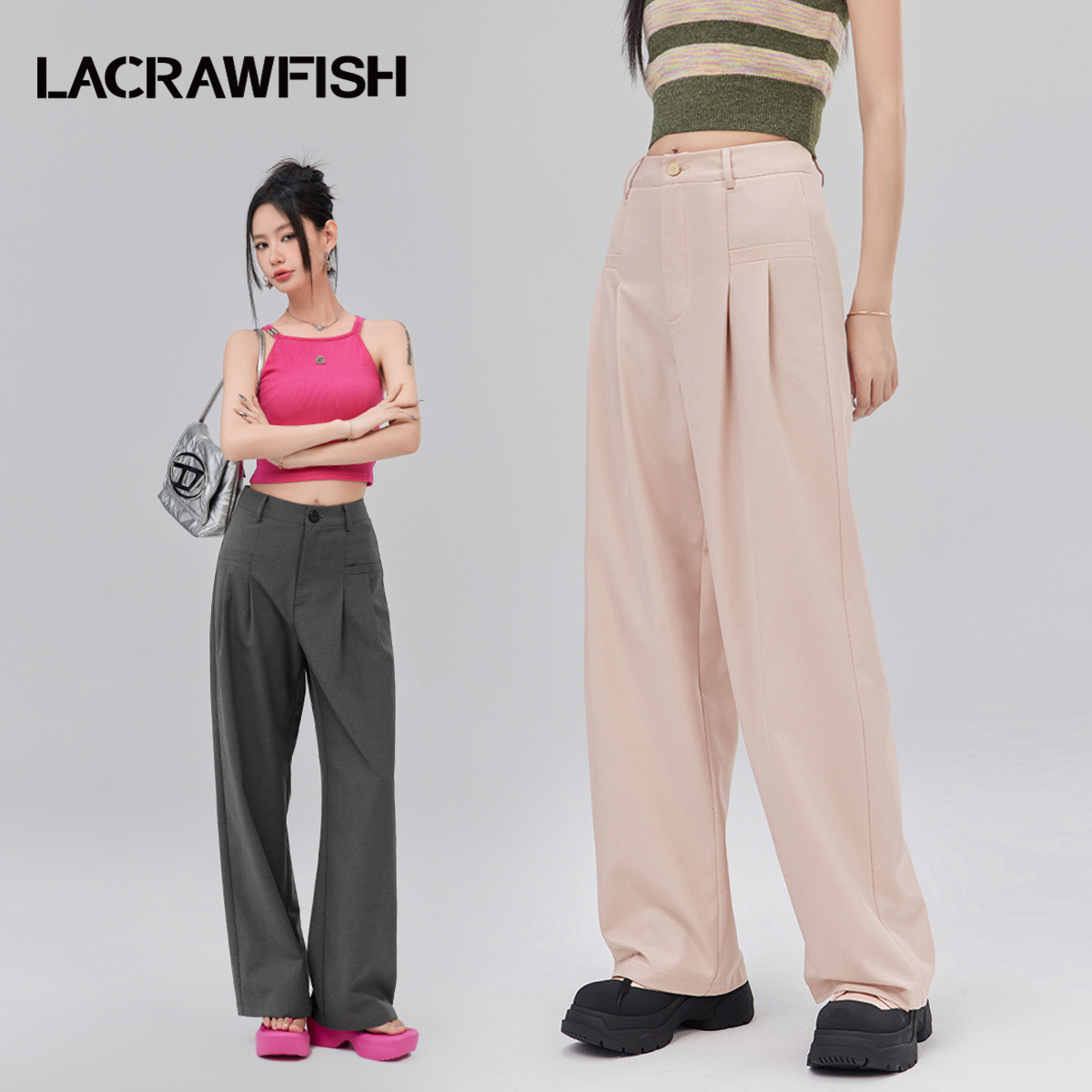 LACRAWFISH简约垂感直筒西装裤