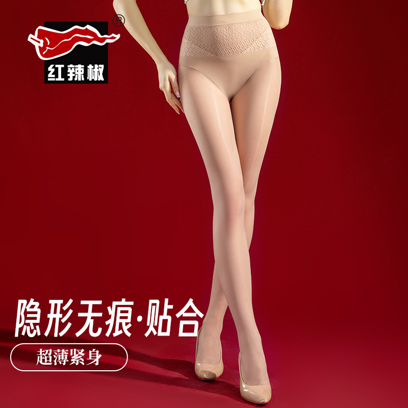 红辣椒粉底液连裤袜女秋冬60d腰部镂空光腿丝袜外穿打底裤袜