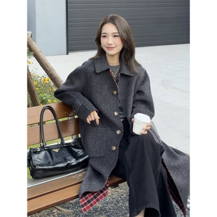 chrisoubydan欧阳丹2025秋冬新款双面可穿羊毛呢风衣外套