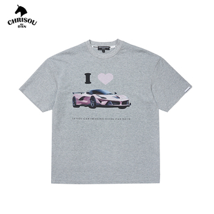 chrisoubydan欧阳丹2025限定系新款赛车图案印花短袖T恤