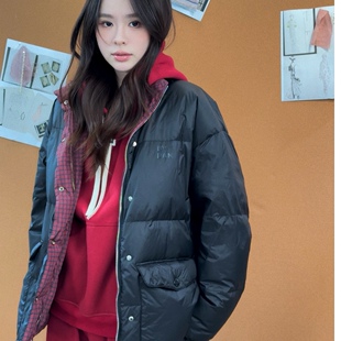 chrisoubydan欧阳丹2025秋冬新款双面穿半高领白鹅绒羽绒外套