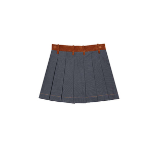 chrisoubydan欧阳丹2025秋冬新款撞色设计百褶短裙