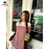 chrisoubydan欧阳丹2025早秋新款 条纹长袖 t恤