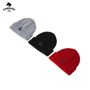 chrisoubydan欧阳丹2025秋冬新款皮标羊毛针织帽