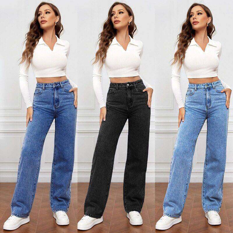 S-3xl plus size micro flared women's fashion jeans高腰牛仔裤