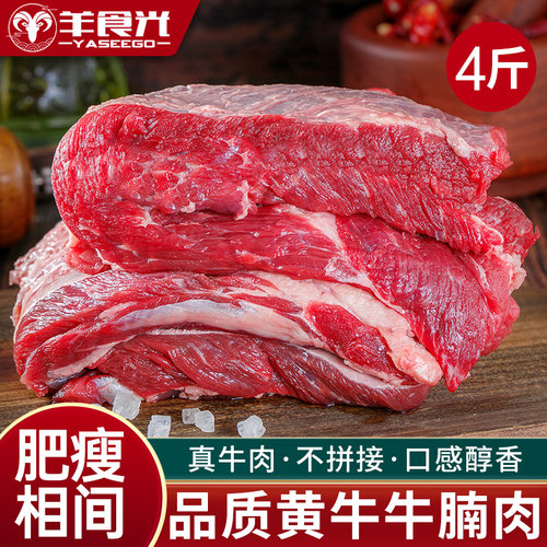 牛腩新鲜牛肉4斤国产黄牛肉雪花牛腩鲜切牛腩块家用生鲜牛肉