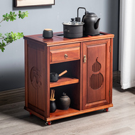 Bàn trà di động bằng gỗ hồng sắc Bàn trà nhỏ Phong cách Trung Hoa đơn giản Tủ trà gỗ nguyên khối Ấm đun nước tích hợp bàn trà bên tủ bàn trà ngồi bệt