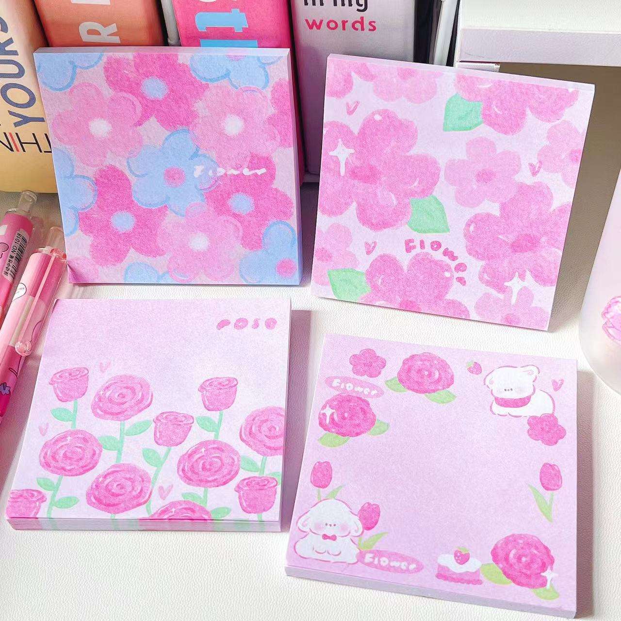 高颜值花朵便利贴可爱卡通少女心学生便签可撕粘性强装饰便签本子