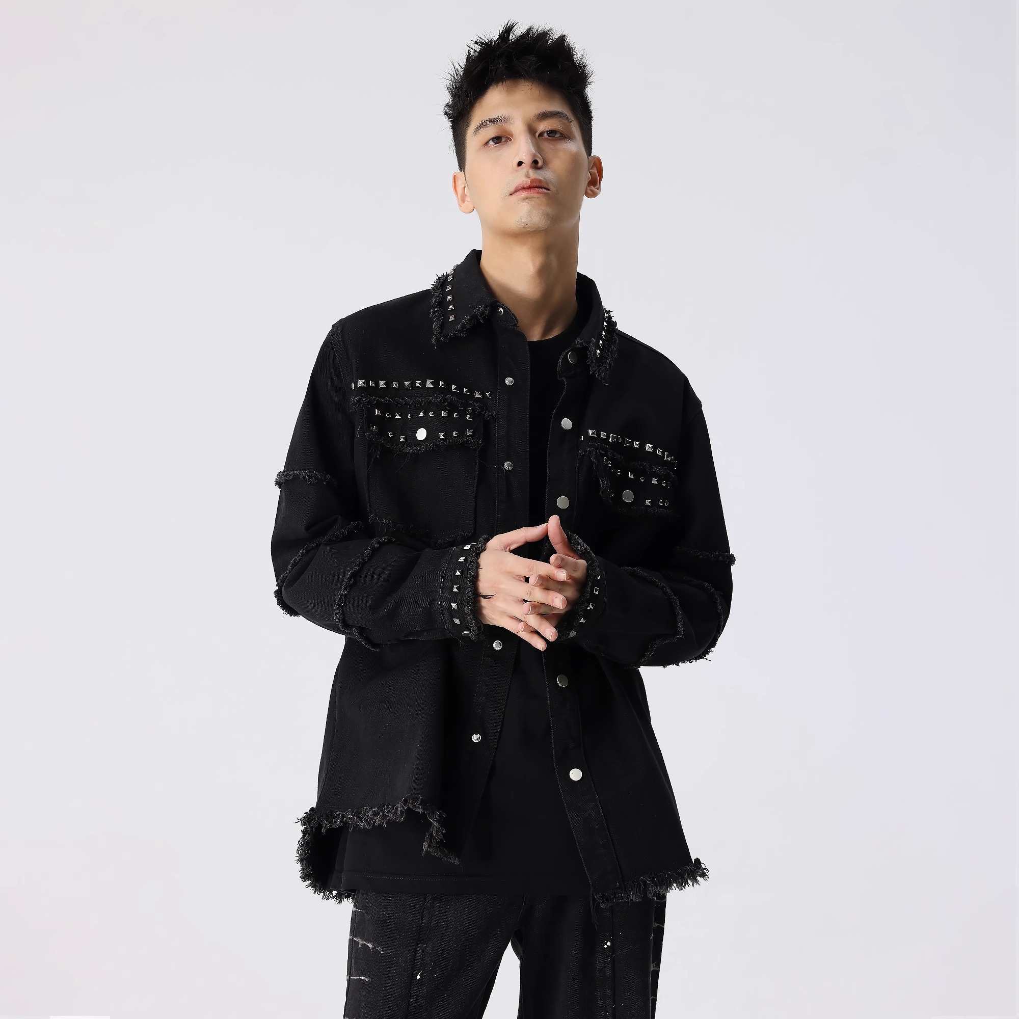 新因素XINYINSU金属铆钉牛仔外套