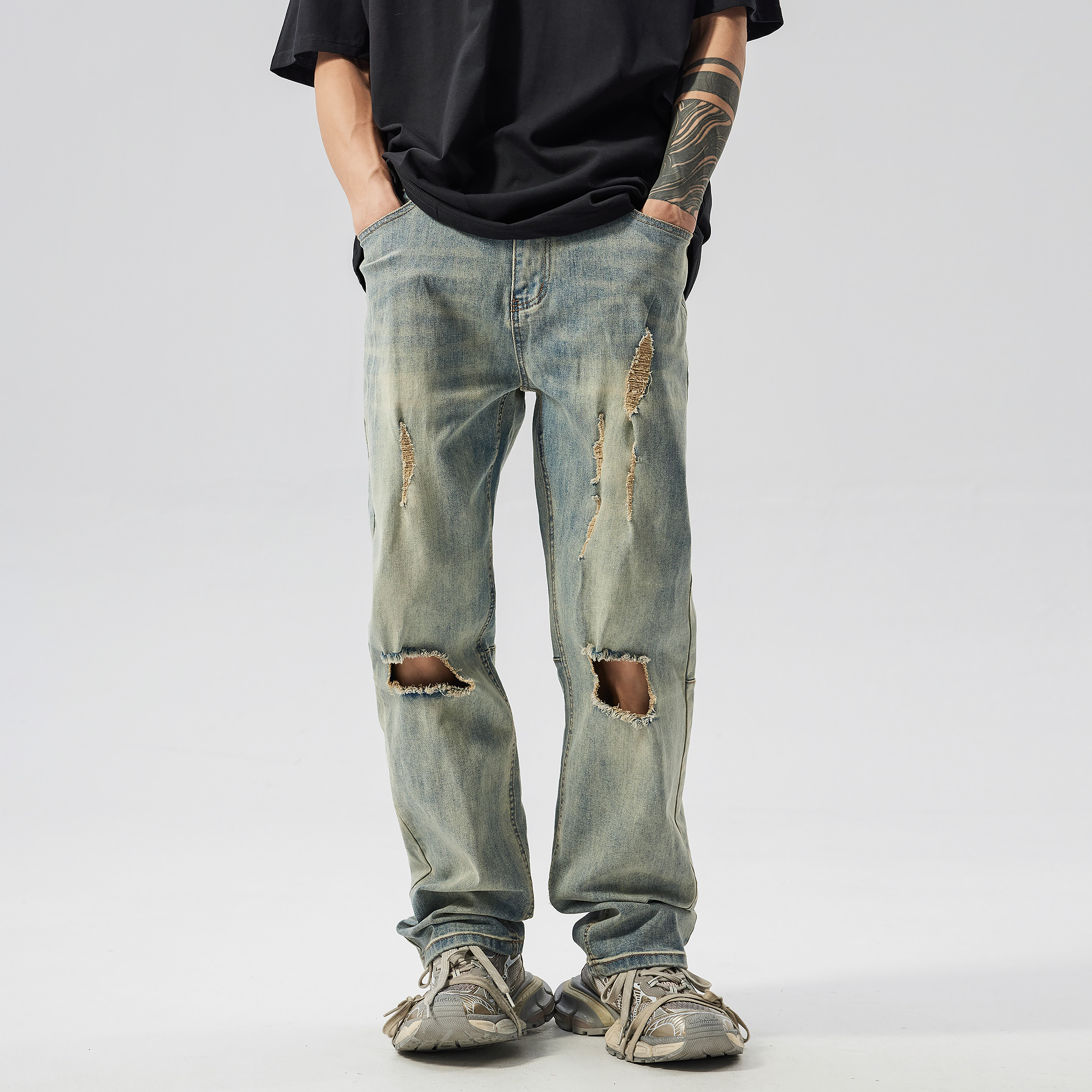 PilotDragon美式vibe破洞牛仔裤