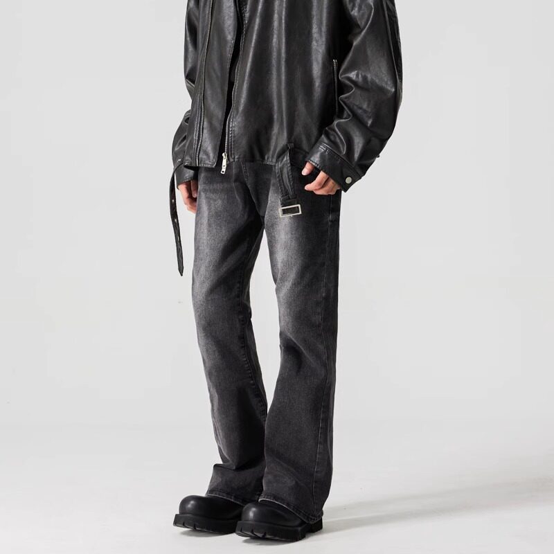 新因素复古水洗做旧微喇叭牛仔裤男女cleanfit宽松直筒517裤子潮