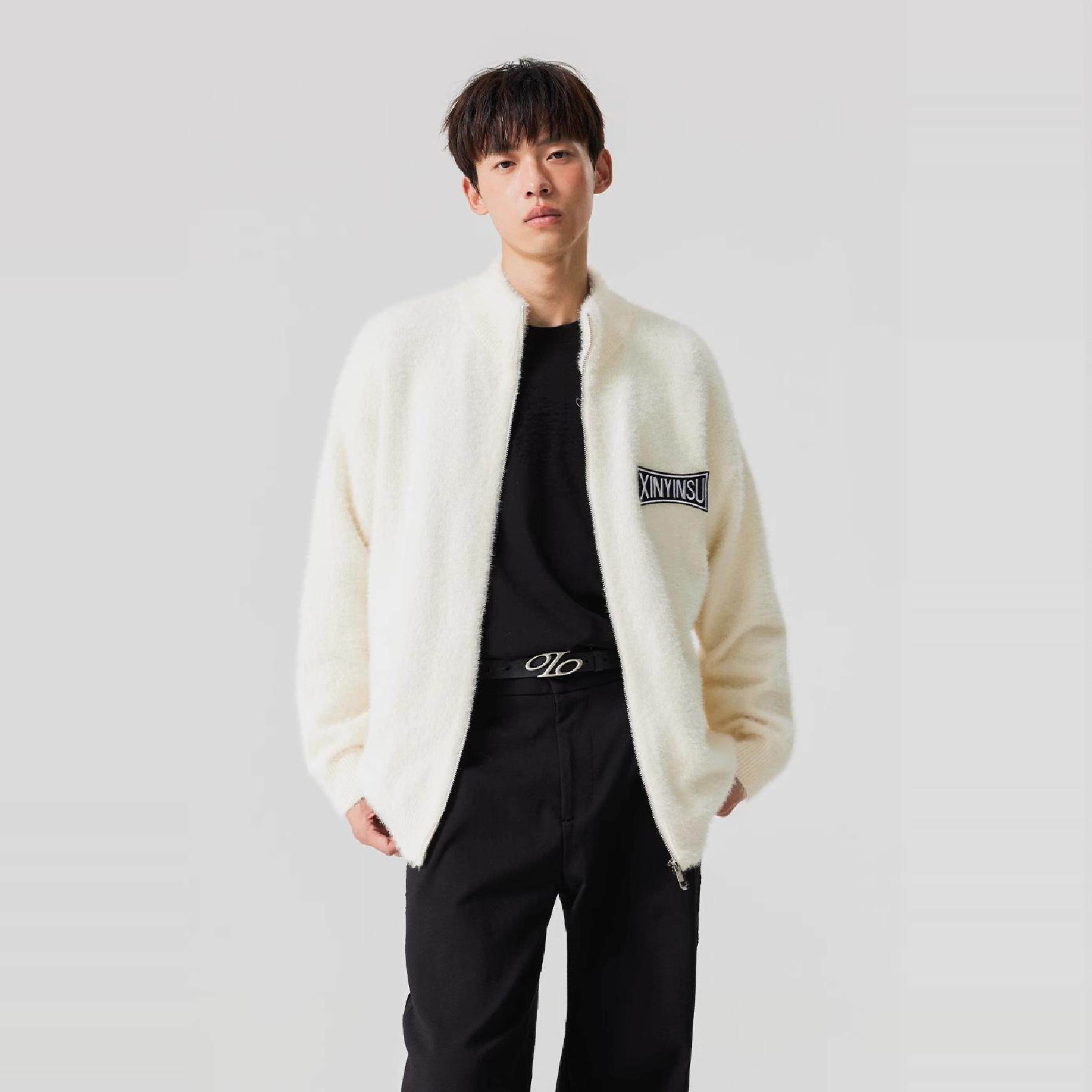 新因素秋冬季拉链开衫高领毛衣外套男女美式宽松休闲慵懒感针织衫