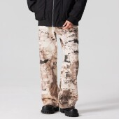 男女dirtyfit废土风复古小众阔腿裤 新因素新款 迷彩泼墨涂鸦牛仔裤