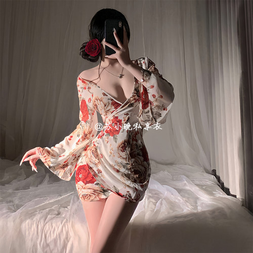 苏小晚 夫君来解开~性感禁欲系纯欲日系印花和服制服睡裙包臀裙