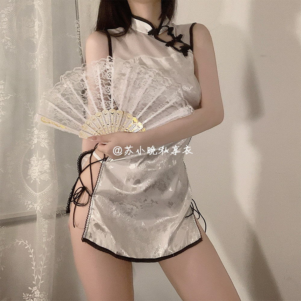 苏小晚 难以抵挡~情趣性感侧边绑带镂空诱惑旗袍短裙内衣制服套装