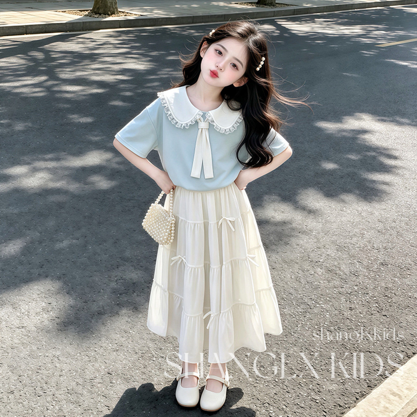 大童女装夏套装童装女洋气时髦套装高级感小女孩韩系穿搭夏季夏装