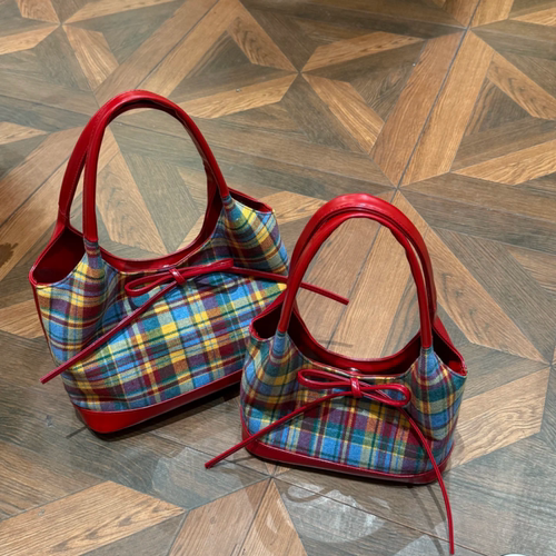 韩国复古毛呢格托特包包女