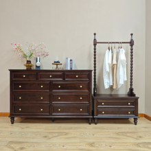 美式复古纯实木挂衣架小户型开放式卧室床边一体柜家用入户衣帽架