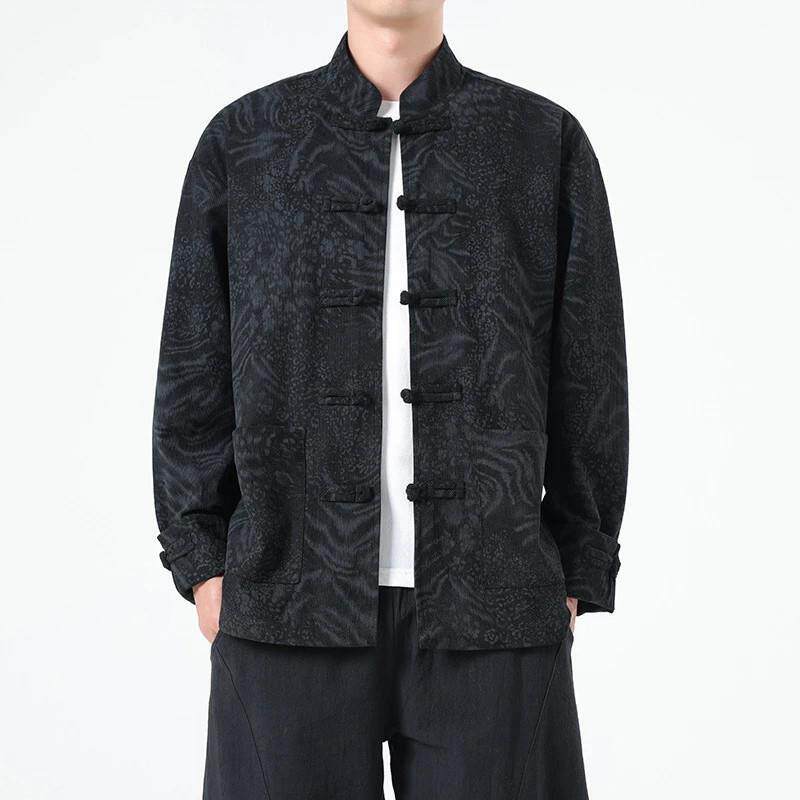 绅蓝Senuriel轻奢男装秋中国风男装豹纹中式唐装汉服复古夹克外套