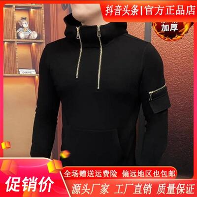 爱得色锋刃武士冬新款加绒卫衣男士长袖潮流修身休闲商务时尚帅气