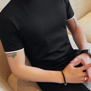 薄款 t恤男士 FZ轻奢服饰夏季 o假两件短袖 打底 20s25新款 高级感男装