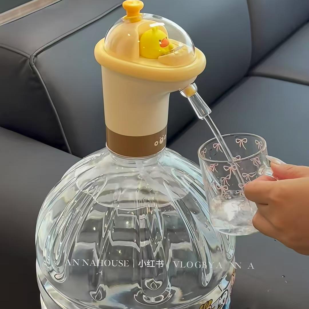 桶装水直饮神器卡通小黄鸭电动抽水器学生宿舍租房按压自动出水泵