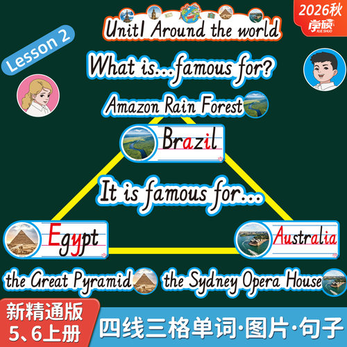新人教精通版五六年级板书卡片