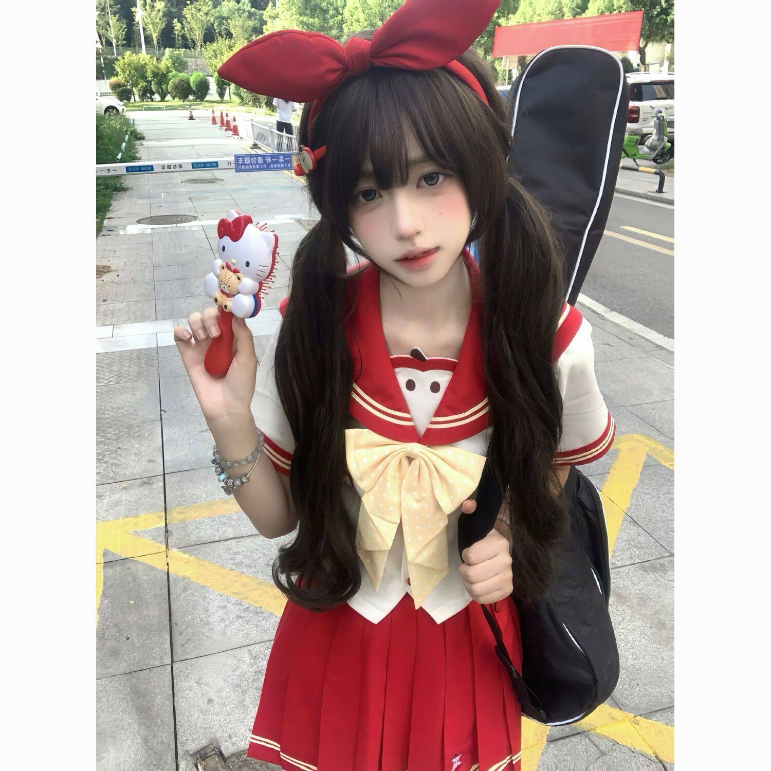 甜嗑原创【呆呆果】正版收腰jk制服水手服套装短袖甜美学院风全套