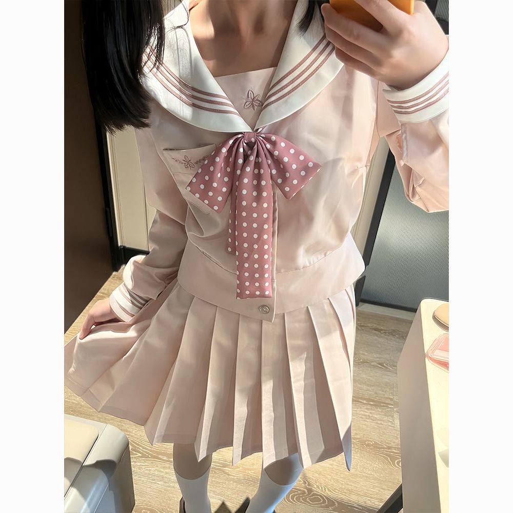 妖言兔兔【甜甜樱】jk原创水手服学院风套装女日系长袖收腰百褶裙